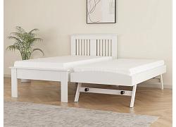 3ft single pure white guest bed frame with trundle bed underneath 1